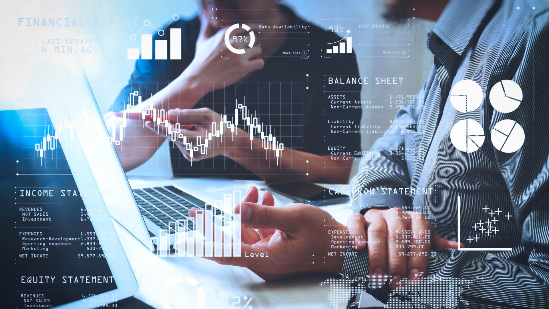 Dashboard moderno de business intelligence mostrando gráficos y métricas clave de una PyME